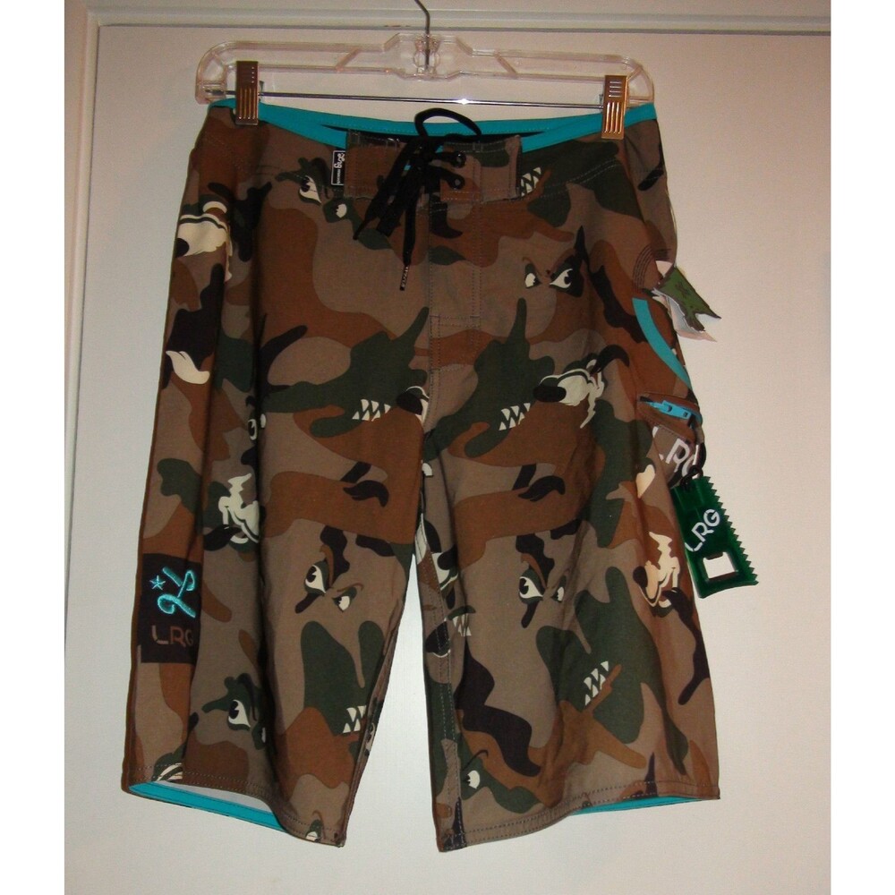 LRG Camo Board Shorts Brown Swim Trunks